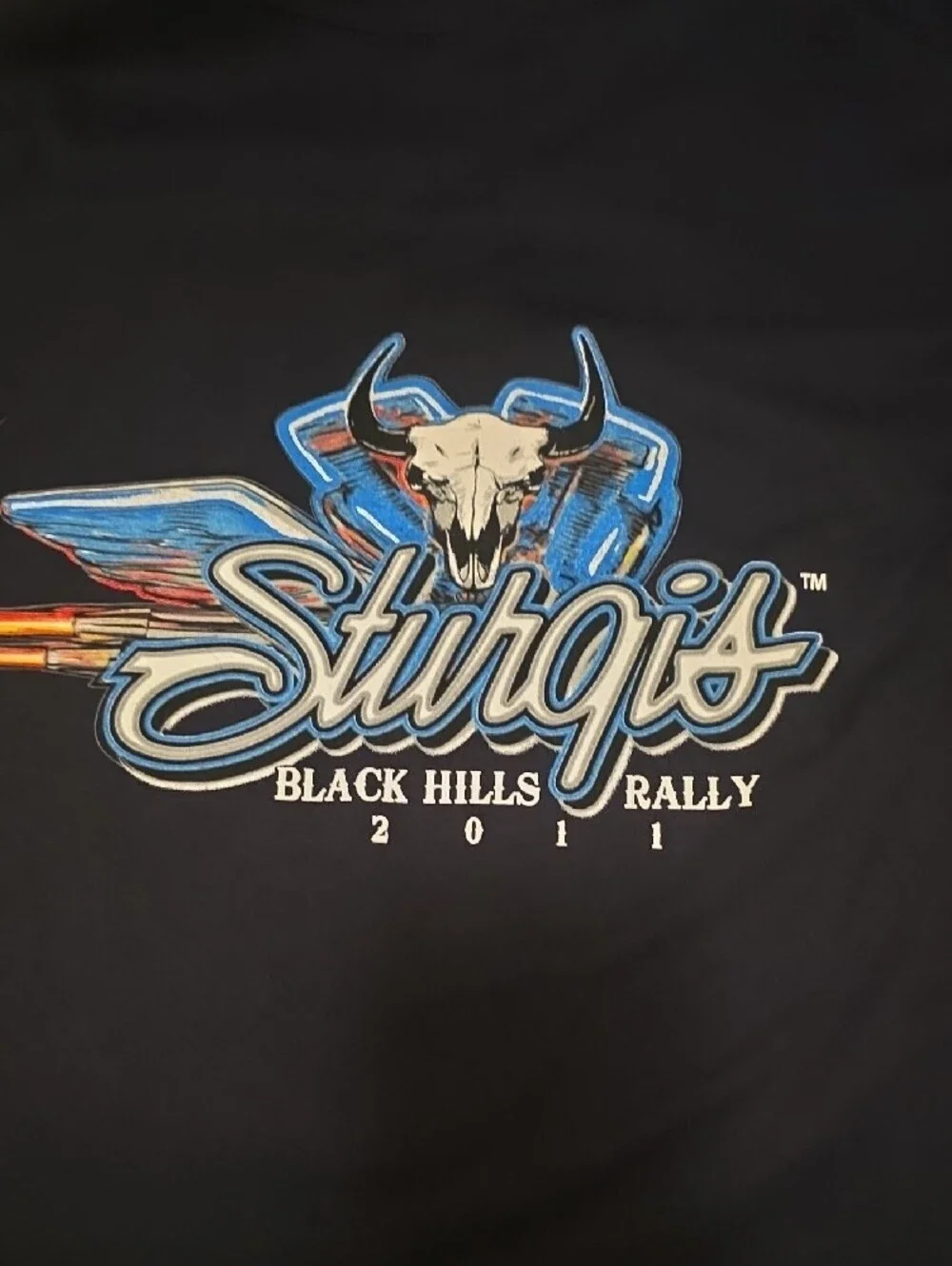 Gildan Black Tee with Red and Orange Sturgis Motorcycle Graphic - Picture 4 of 5